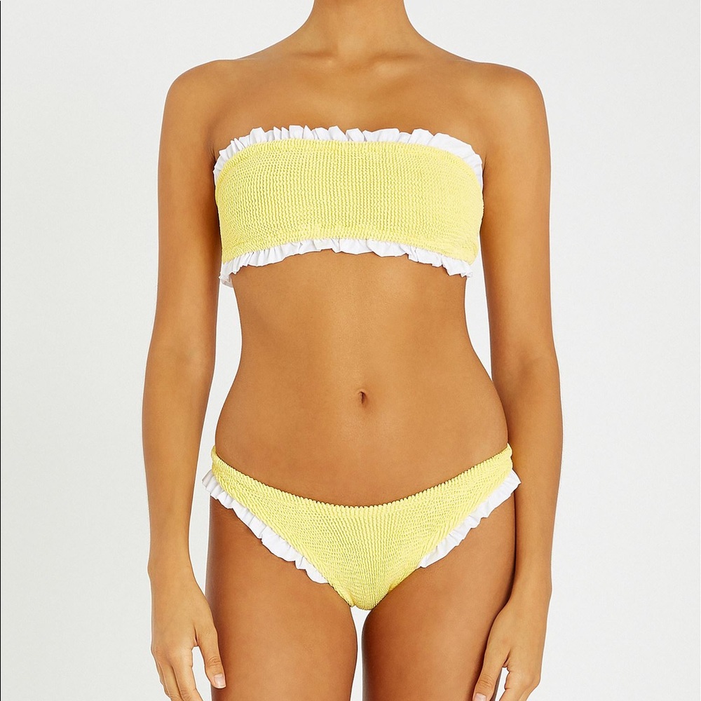 Hunza G Tracy Frill Bandeau Bikini Set Yellow